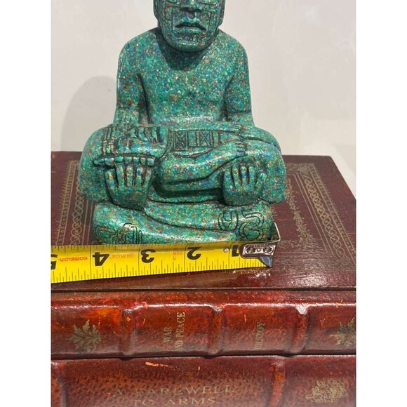 Miniature Inca Woman Baby Statue Turquoise Stone Figurine Modern Reproduction - Picture 7 of 9